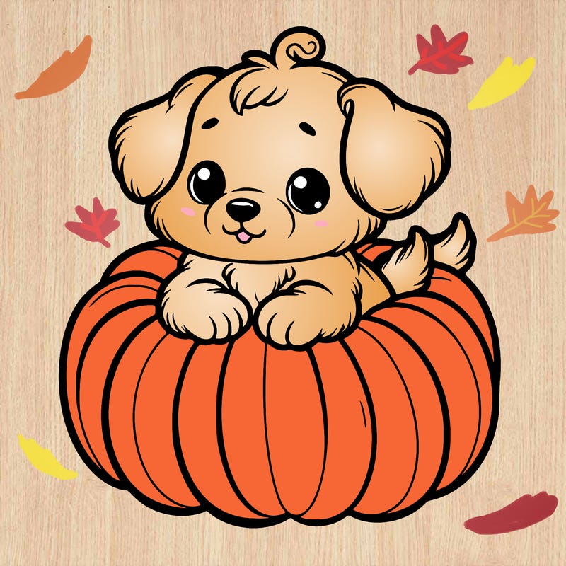 cute little puppy in a pumpkin