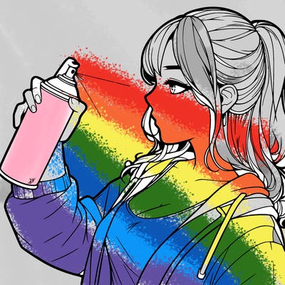 a realistic girl spray, painting