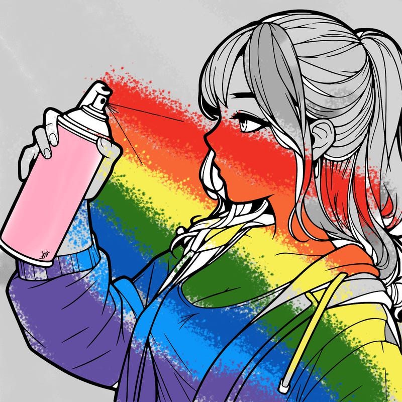 a realistic girl spray, painting