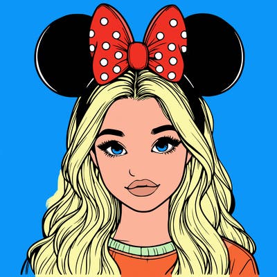 aesthetic realistic girl wearing mickey mouse ears