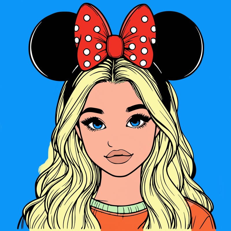 aesthetic realistic girl wearing mickey mouse ears