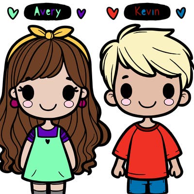 a girl and boy avery above the girl kevin above the boy