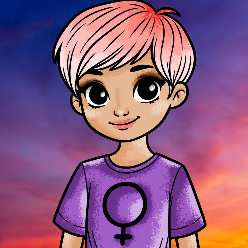 girl with pixie cut and feminist shirt