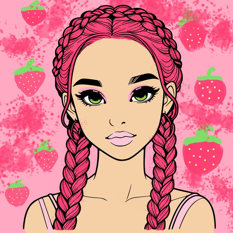 realistic girl with braids