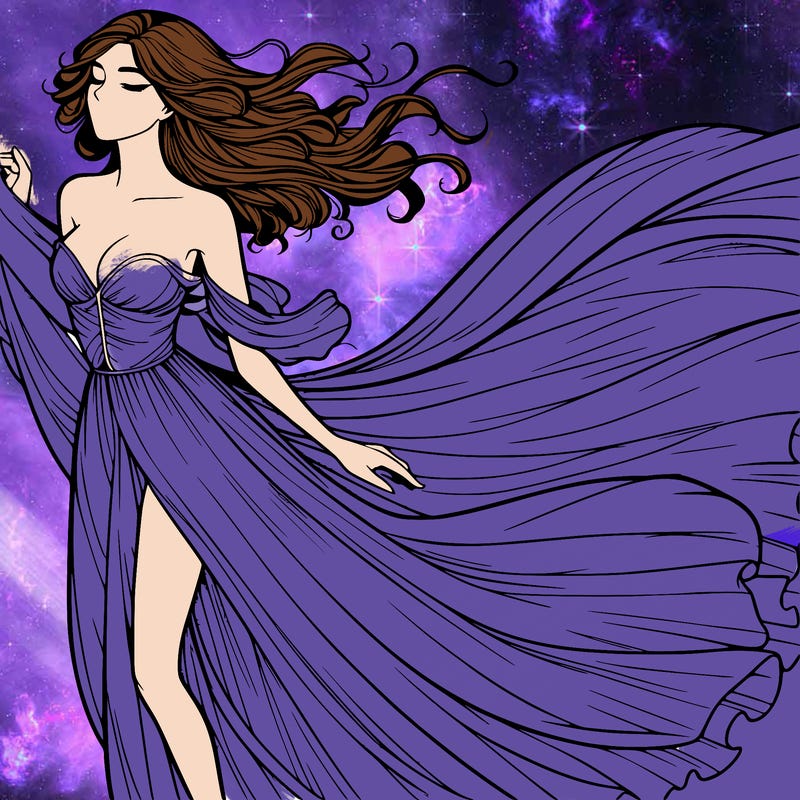 realistic woman in dress flowing the the wind