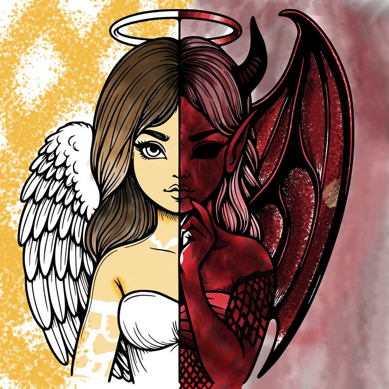 realistic angel half demon