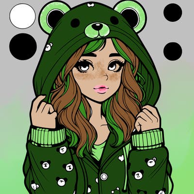 realistic girl in a animal pjs hoodie