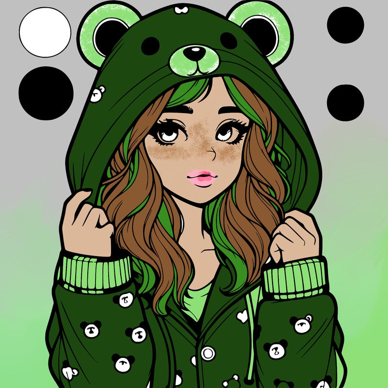 realistic girl in a animal pjs hoodie