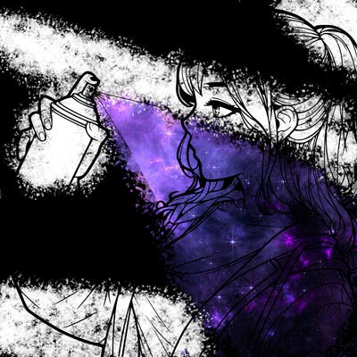 a realistic girl spray, painting