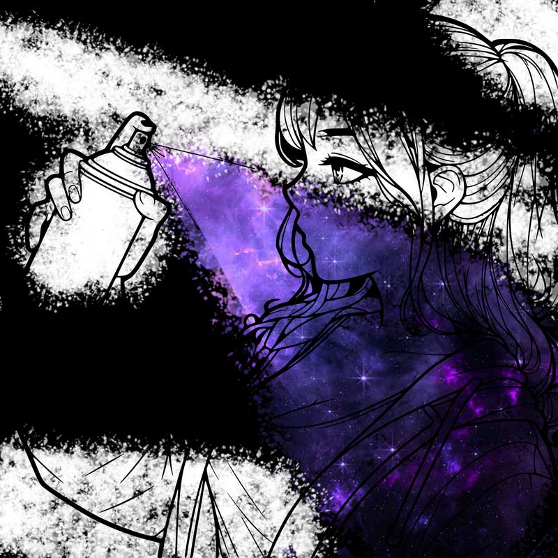 a realistic girl spray, painting