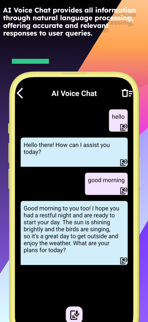 English Swati Translator - AI Voice Chat interface of the English Swati Translator app showing a messaging conversation.