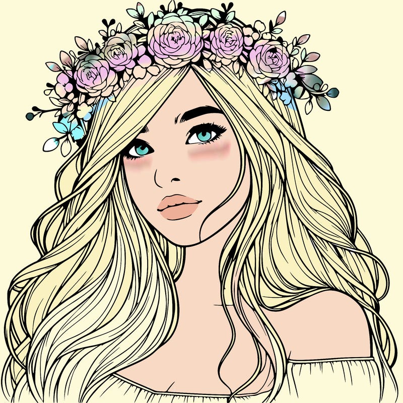 realistic girl with flower crown