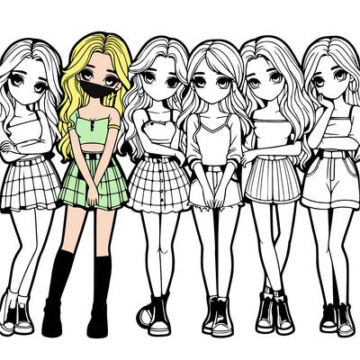 a group of girls realistic