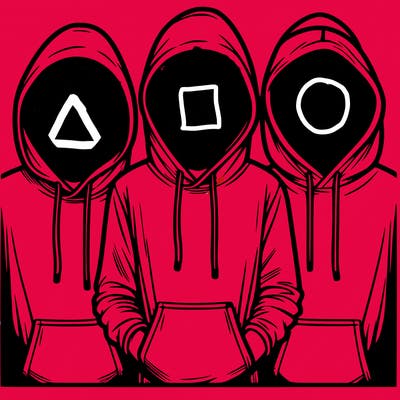 3 faceless people in  hoodies