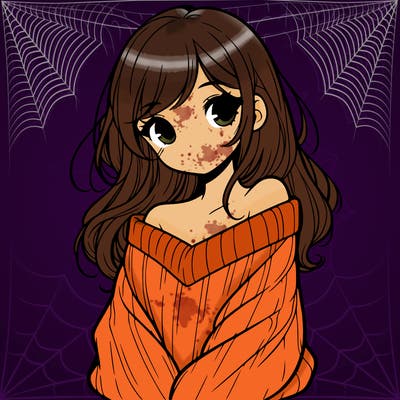 shy pretty girl wearing a sweater that is falling off one shoulder portrait