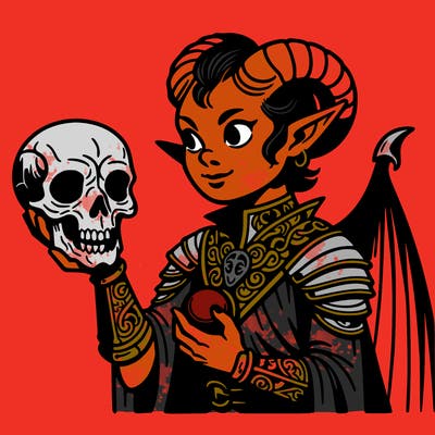 succubus holding a skull