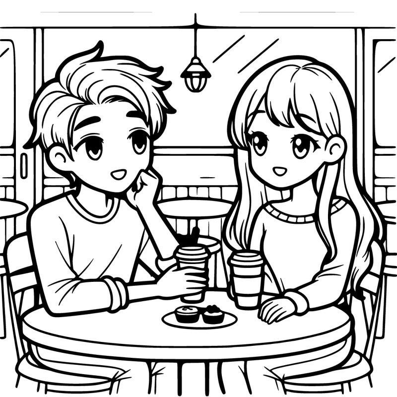girl and boy on coffe,date