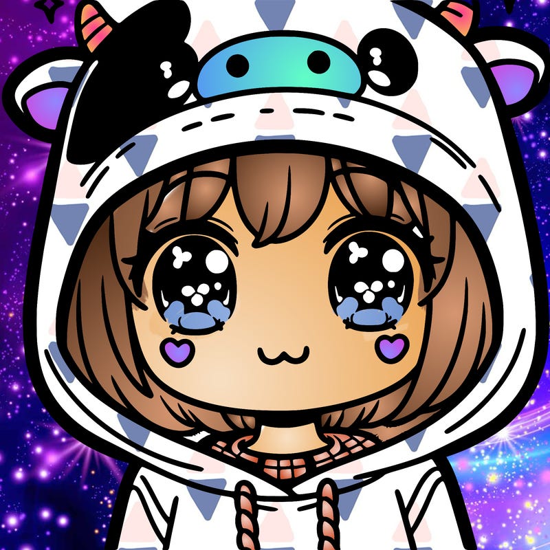kawaii girl with cow hoodie