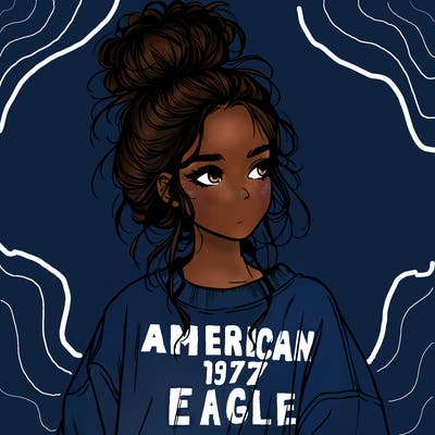 realistic girl with messy bun and oversized clothing