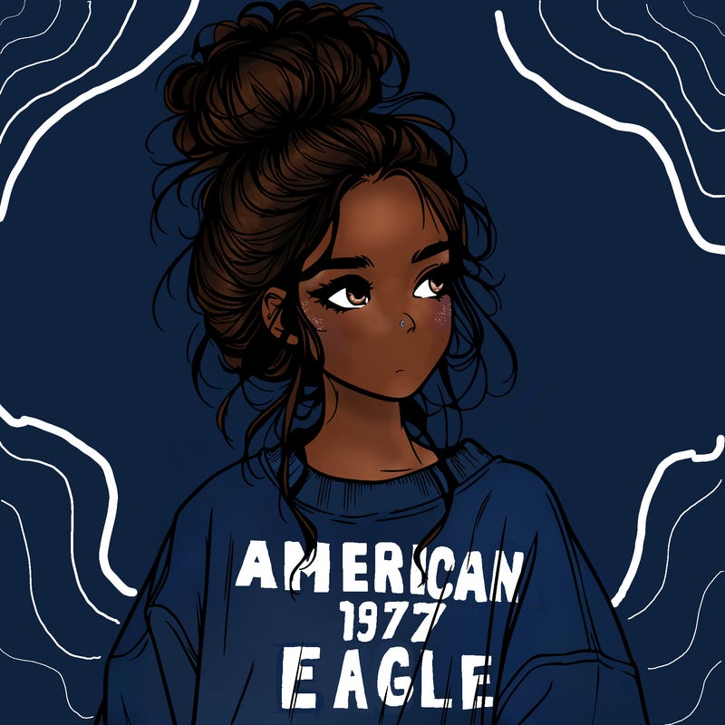 realistic girl with messy bun and oversized clothing