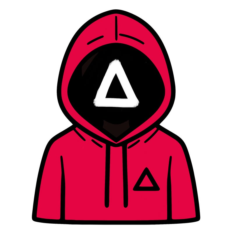 a person with non face waering a hoodie with a small triangle symbol