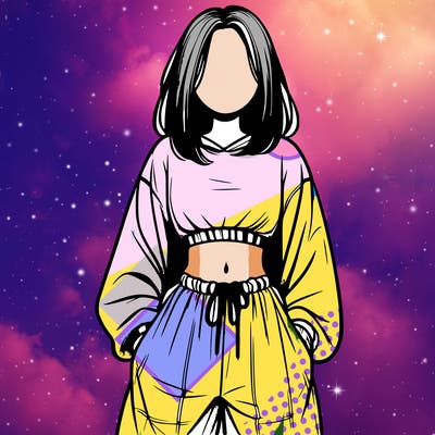 realistic girl faceless with baggy pants and a crop top