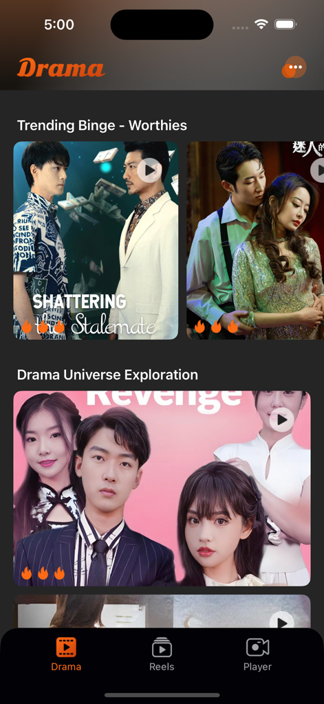 Hot Reels - Screenshot of the Hot Reels app interface showing trending vertical short dramas