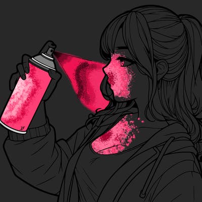 a realistic girl spray, painting
