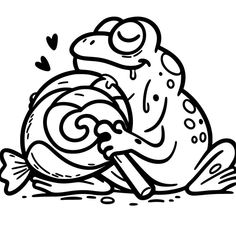 frog eating candy
