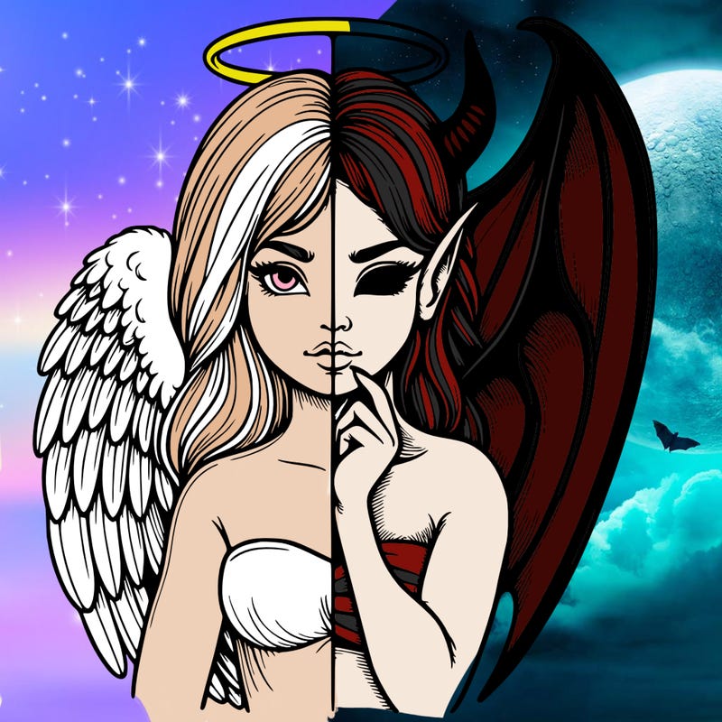 realistic angel half demon