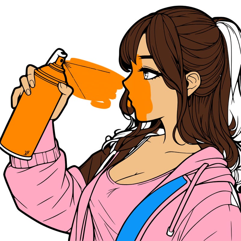 a realistic girl spray, painting