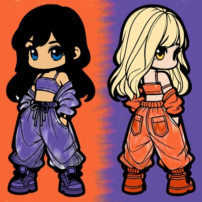 girl in crop top and baggy pants