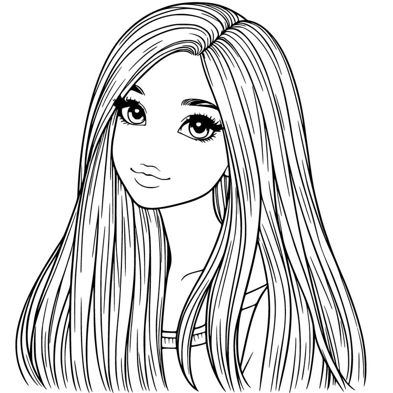 realistic girl with long straight hair