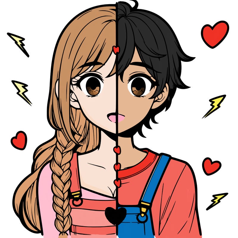 realistic girl boy split