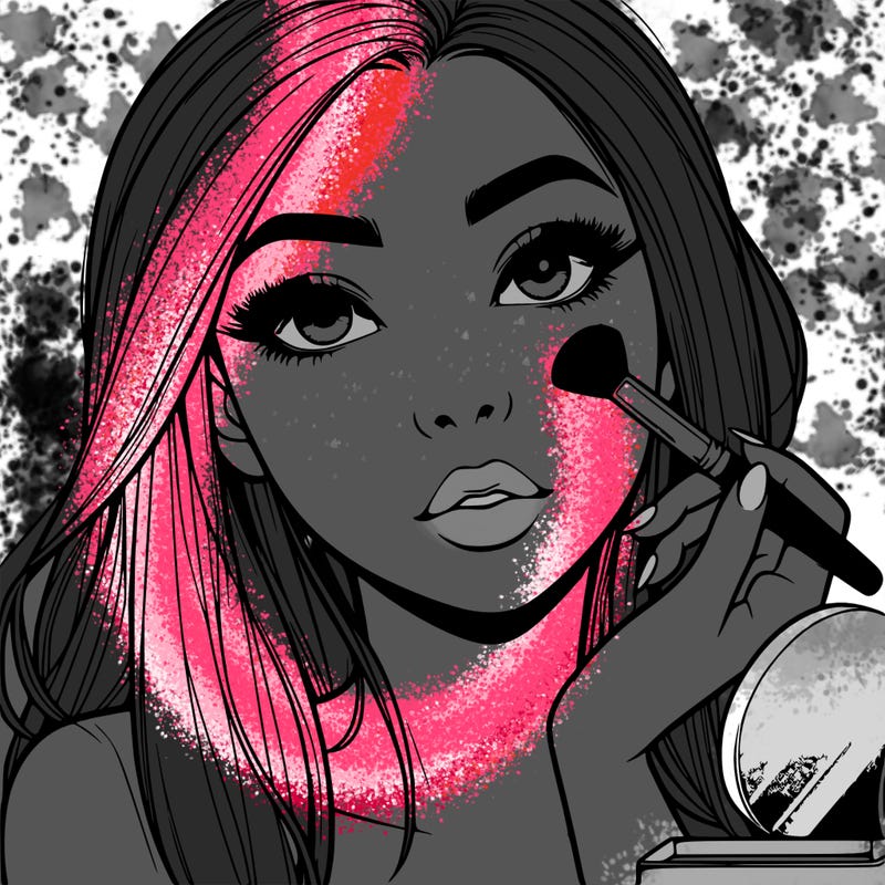 realistic girl doing her makeup