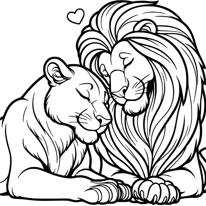 mufasa (male) and sarabi (female) from lion king being loving and nuzzling their heads together