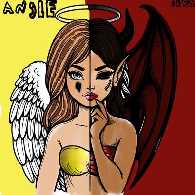 realistic angel half demon