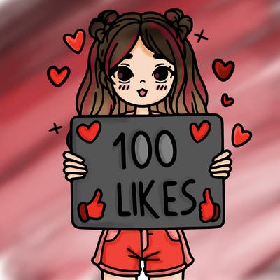 girl holding a sign saying 100 likes