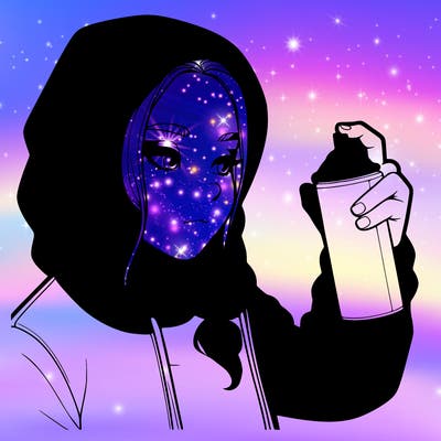 a realistic girl, spray painting