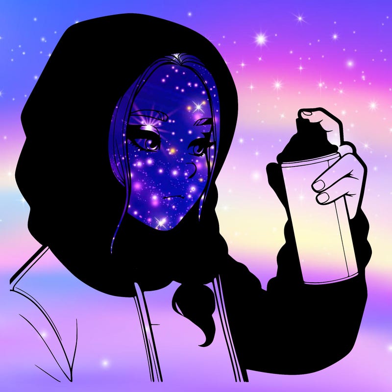 a realistic girl, spray painting