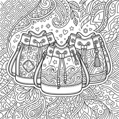 Dive into the world of fashion with this intricate coloring page featuring trendy bucket bags, designed specifically for teens. Unleash your artistic flair on stylish patterns and detailed accessories.