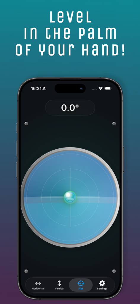 Bubble Level: Angle Tool - Smartphone displaying a circular digital bubble level tool for precise surface alignment
