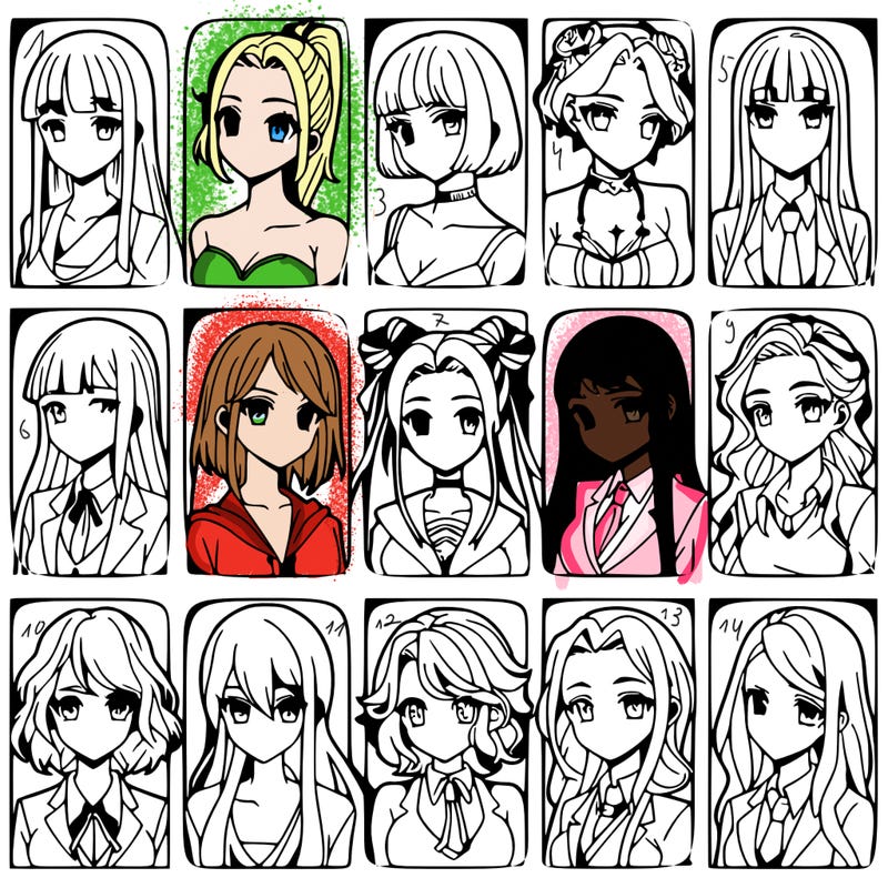 girls that look diffrent anime