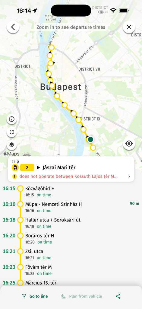 utas.hu - Budapest tram route map and real time departure schedule in the utas.hu app