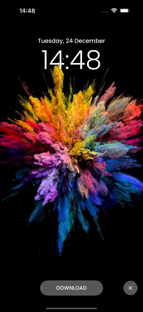 Live Wallpaper 4K & Background - iPhoneロック画面の鮮やかな多色の粉末爆発4Kライブ壁紙。