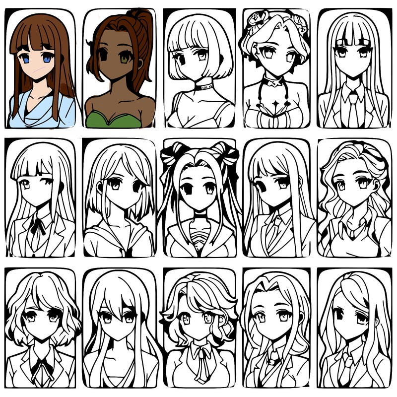 girls that look diffrent anime