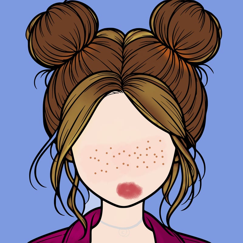 realistic girl with buns on the top of her hair