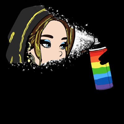 a realistic girl, spray painting