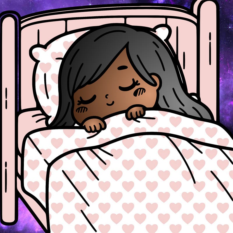 a girl sleeping in bed