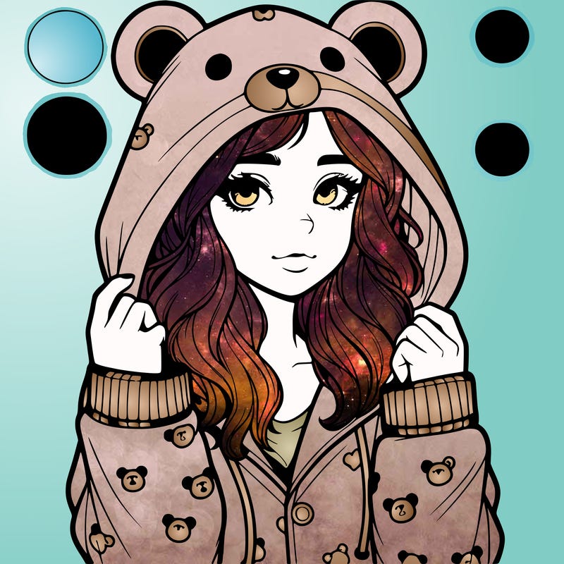realistic girl in a animal pjs hoodie